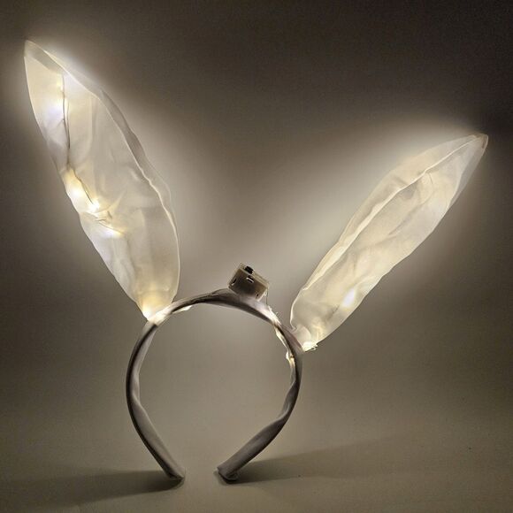 Lot of 2 LED Bunny Ear Headband Lights Halloween Costume Cosplay Black and White - Picture 2 of 7
